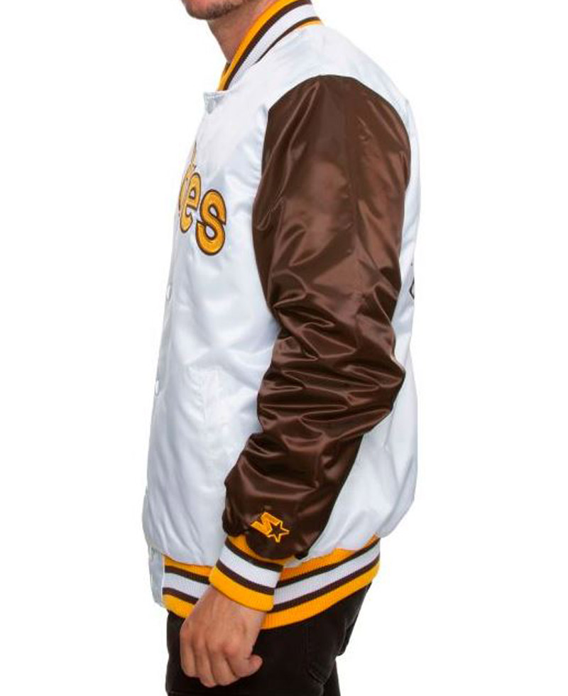 Men's Padres San Diego Brown and White Jacket Men's Padres San Diego Brown and White Jacket - Image 4