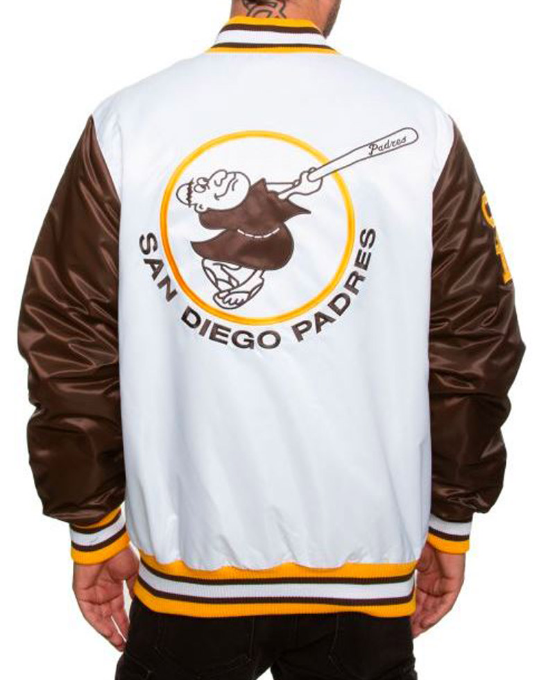 Men's Padres San Diego Brown and White Jacket Men's Padres San Diego Brown and White Jacket - Image 5