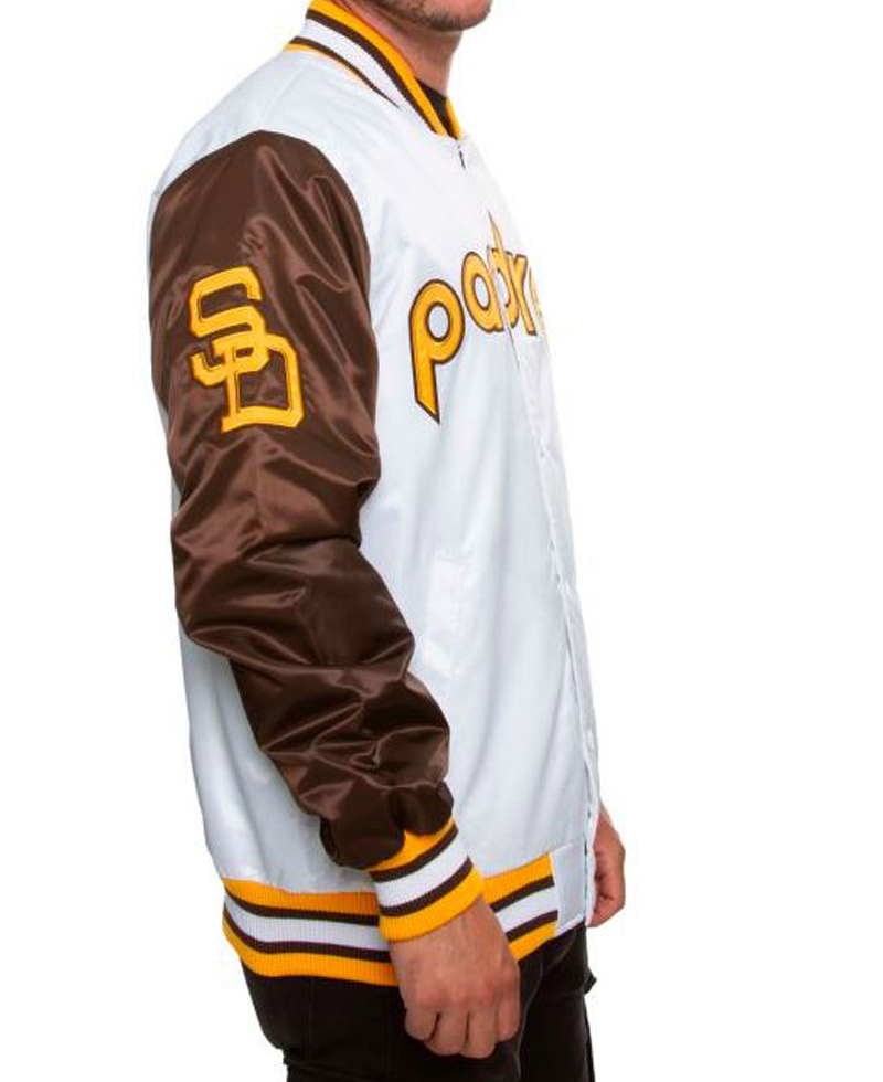 Men's Padres San Diego Brown and White Jacket Men's Padres San Diego Brown and White Jacket - Image 2
