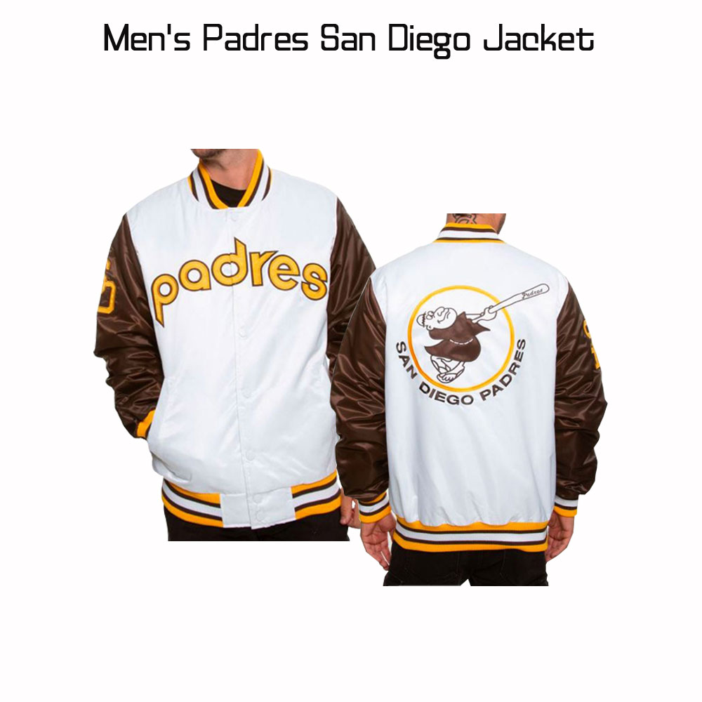 Men's Padres San Diego Brown and White Jacket Men's Padres San Diego Brown and White Jacket - Image 6