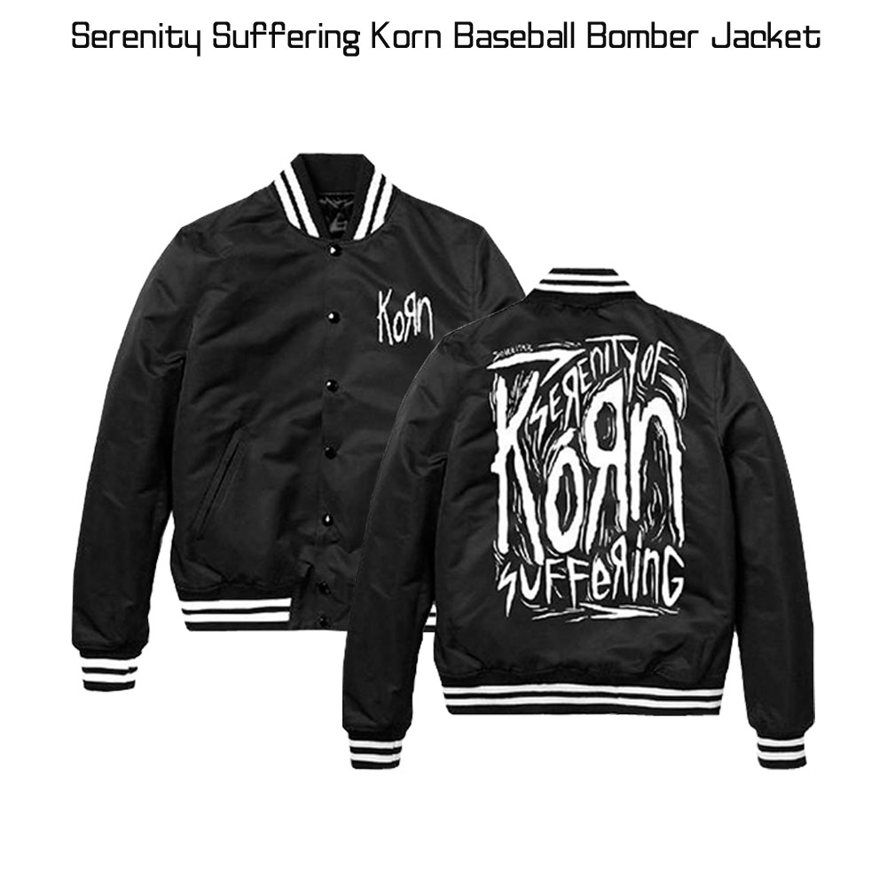 Men's Serenity Suffering Korn Black Bomber Jacket Men's Serenity Suffering Korn Black Bomber Jacket - Image 3