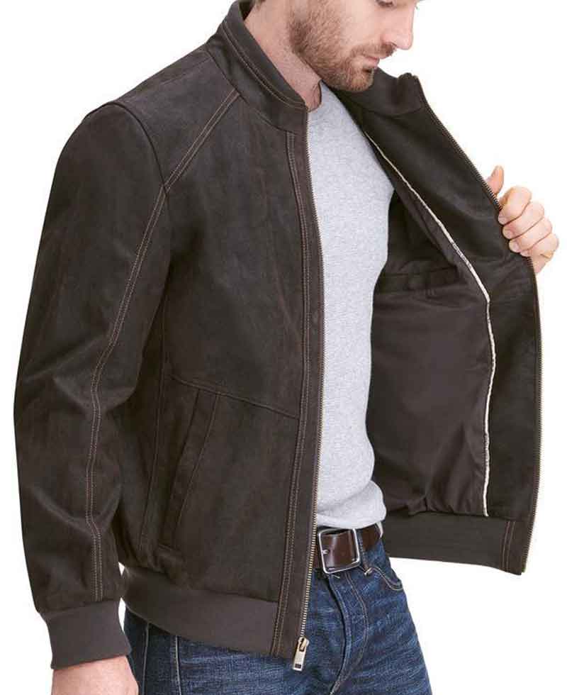 Men's Sharp Looking Vintage Leather Bomber Jacket Men's Sharp Looking Vintage Leather Bomber Jacket - Image 4
