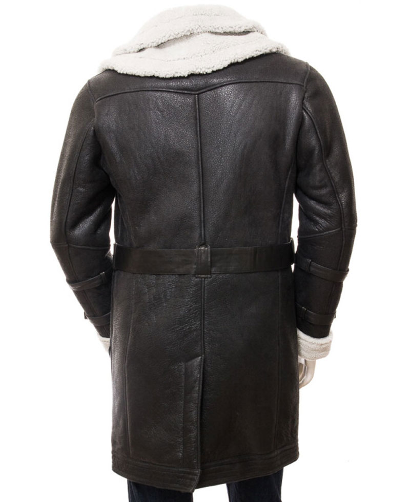 Men's Shearling Double Collar Brown Leather Coat Men's Shearling Double Collar Brown Leather Coat - Image 2