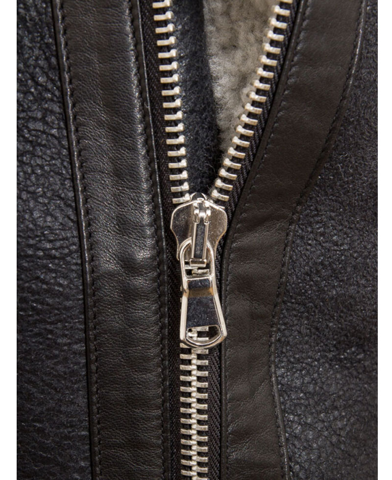Men's Shearling Double Collar Brown Leather Coat Men's Shearling Double Collar Brown Leather Coat - Image 5