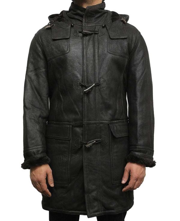 Men's Duffle Shearling Sheepskin Leather Coat