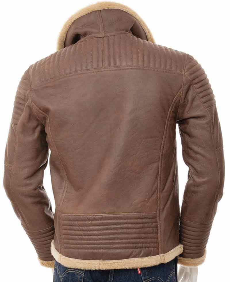 Men's Shearling Padded Brown Leather Jacket Men's Shearling Padded Brown Leather Jacket - Image 4