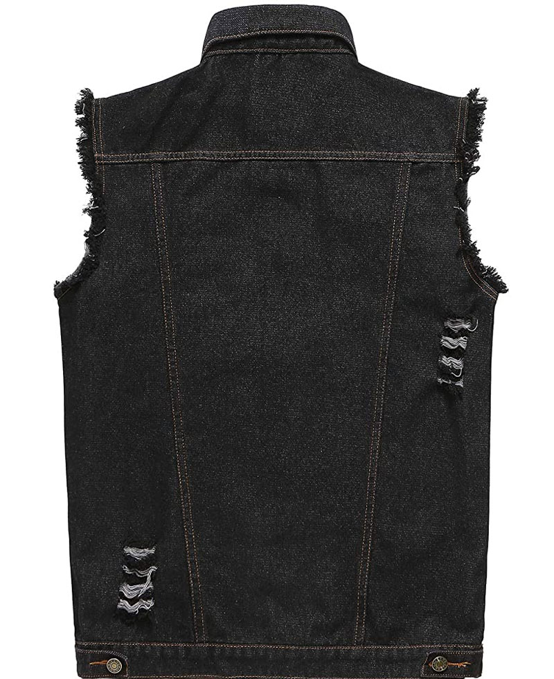 Men's Denim Black Vest Men's Denim Black Vest - Image 2