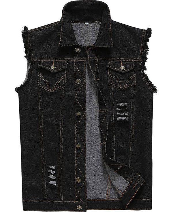 Men's Denim Black Vest