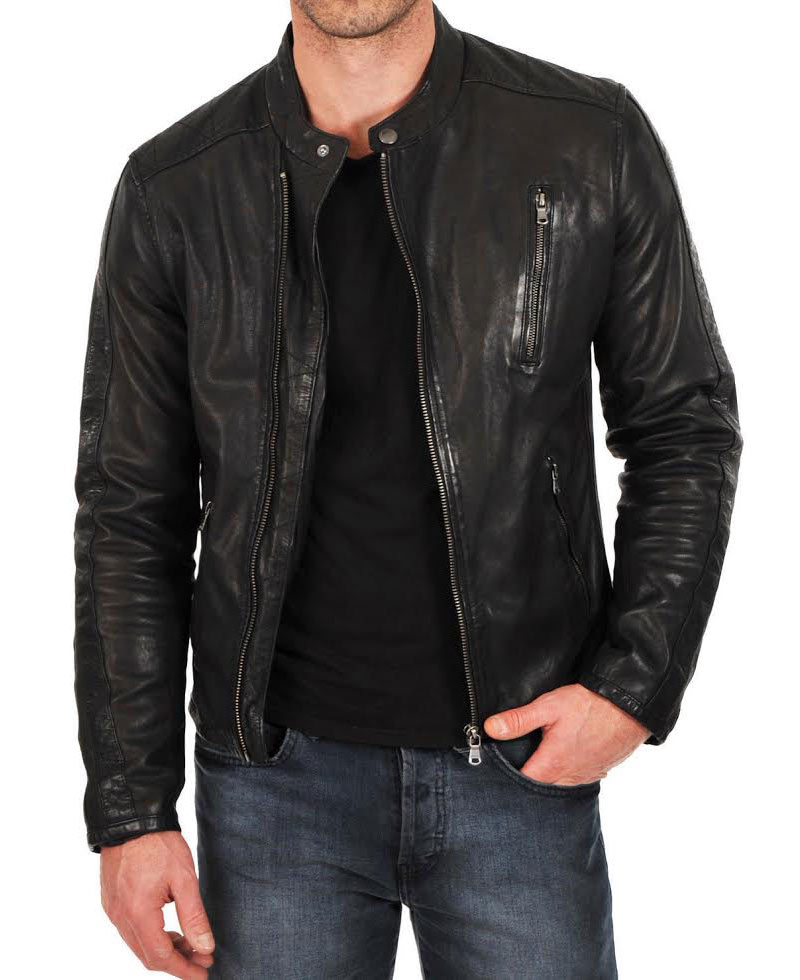 Men's Asymmetrical Zipper Simple Look Snap Button Jacket Men's Asymmetrical Zipper Simple Look Snap Button Jacket - Image 4