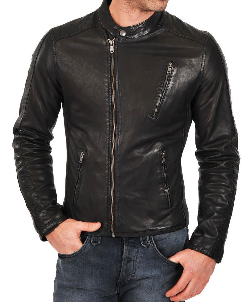 Men's Asymmetrical Zipper Simple Look Snap Button Jacket Men's Asymmetrical Zipper Simple Look Snap Button Jacket