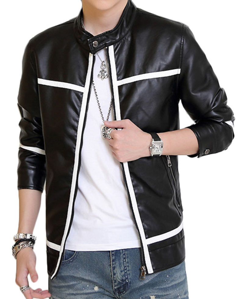 Men's Slim Fit Biker Style Black Leather Jacket Men's Slim Fit Biker Style Black Leather Jacket