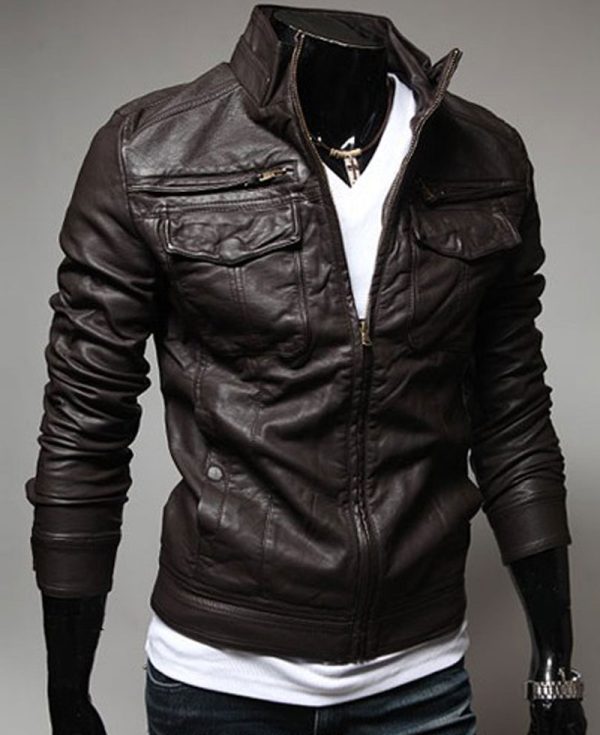 Men's Slim Fit Chocolate Brown/Black Jacket