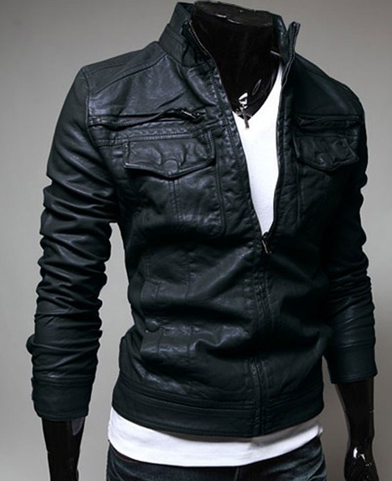 Men's Slim Fit Chocolate Brown/Black Jacket Men's Slim Fit Chocolate Brown/Black Jacket - Image 2