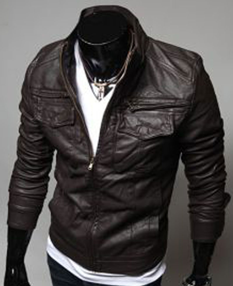 Men's Slim Fit Chocolate Brown/Black Jacket Men's Slim Fit Chocolate Brown/Black Jacket - Image 5