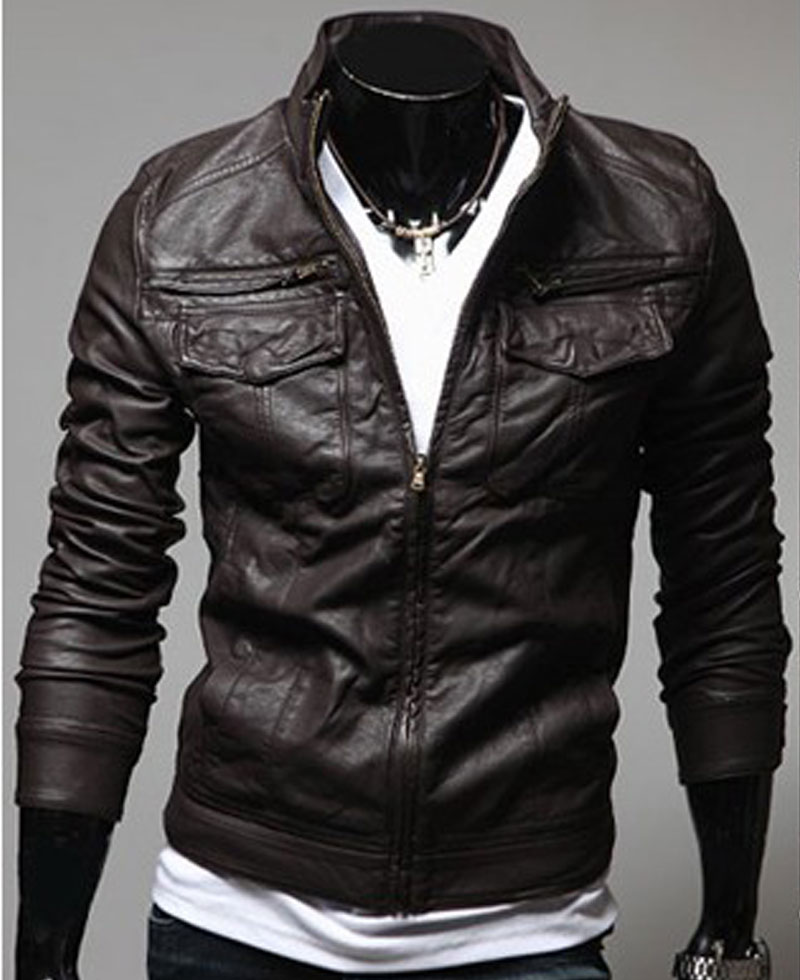 Men's Slim Fit Chocolate Brown/Black Jacket Men's Slim Fit Chocolate Brown/Black Jacket - Image 3
