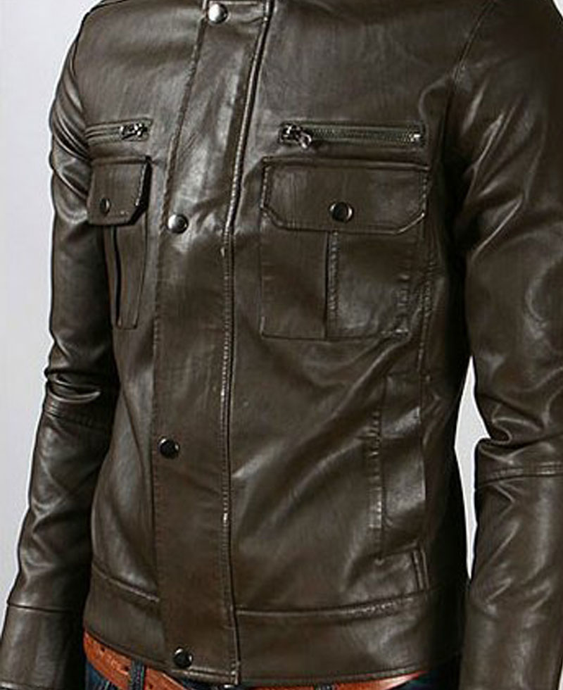 Men's Slim Fit Elegant Dark Brown Leather Jacket Men's Slim Fit Elegant Dark Brown Leather Jacket - Image 4