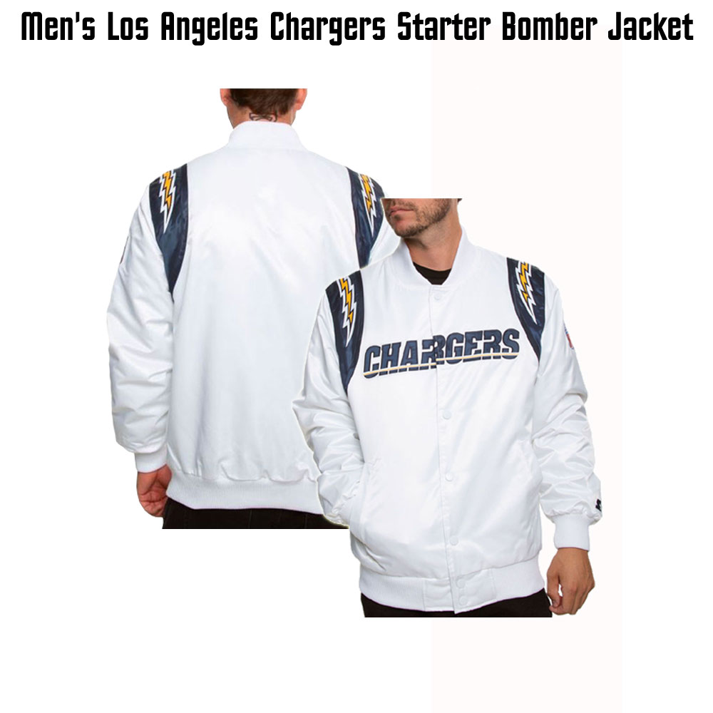 Men's Bomber Chargers Los Angeles Satin Jacket Men's Bomber Chargers Los Angeles Satin Jacket - Image 9