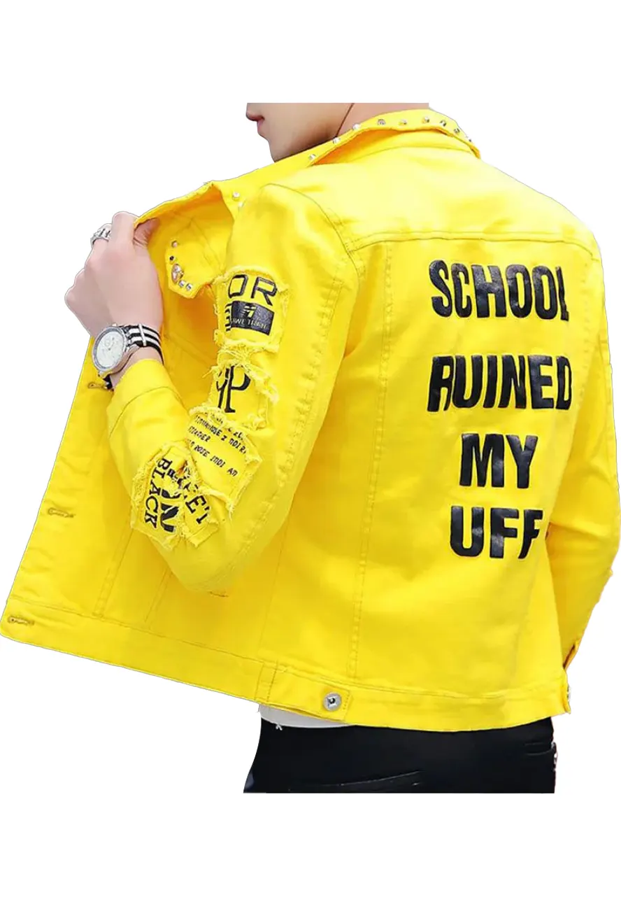 Men's Denim School Ruined My Uff Jacket Men's Denim School Ruined My Uff Jacket - Image 4