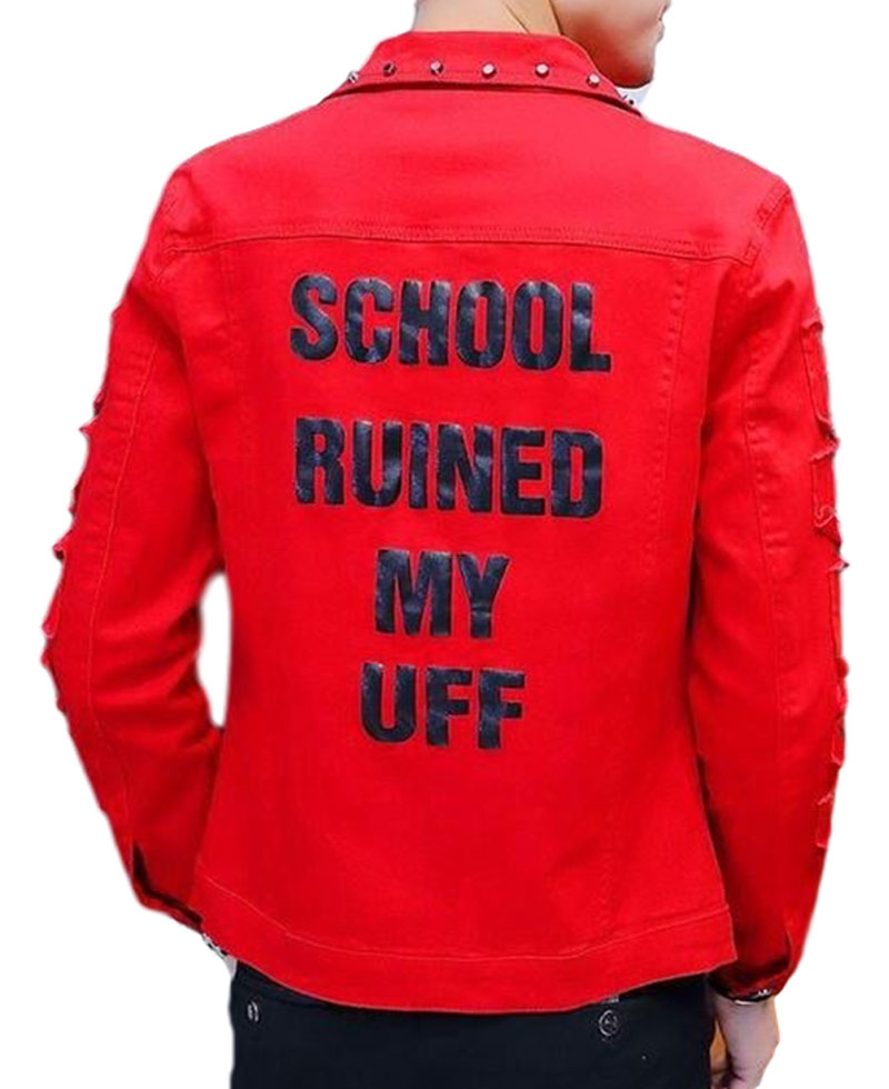 Men's Denim School Ruined My Uff Jacket Men's Denim School Ruined My Uff Jacket - Image 5