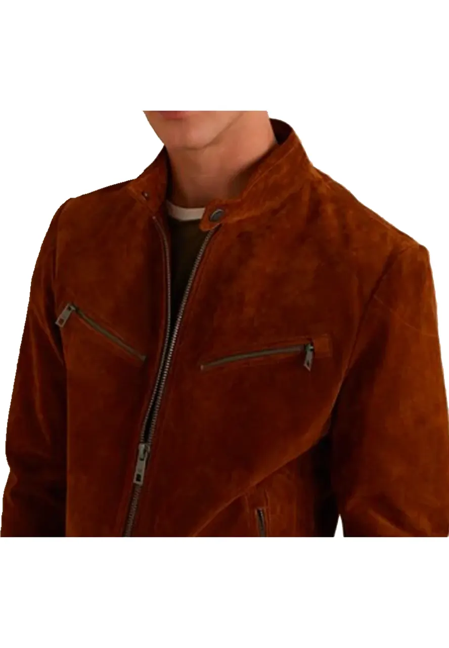 Men's Snap Tab Collar Suede Peccary Jacket Men's Snap Tab Collar Suede Peccary Jacket - Image 5