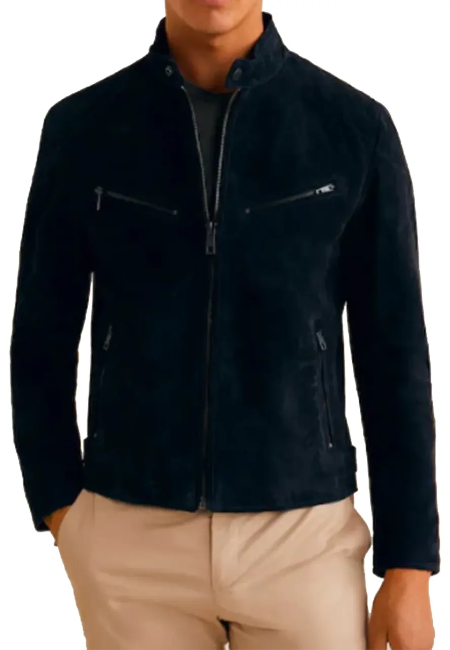 Men's Snap Tab Collar Suede Peccary Jacket Men's Snap Tab Collar Suede Peccary Jacket - Image 7