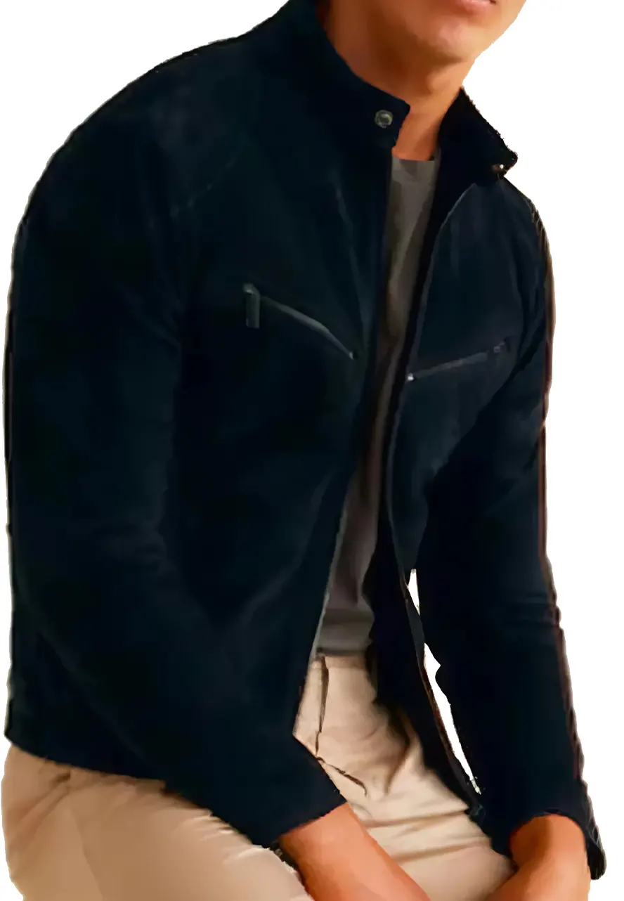 Men's Snap Tab Collar Suede Peccary Jacket Men's Snap Tab Collar Suede Peccary Jacket - Image 9