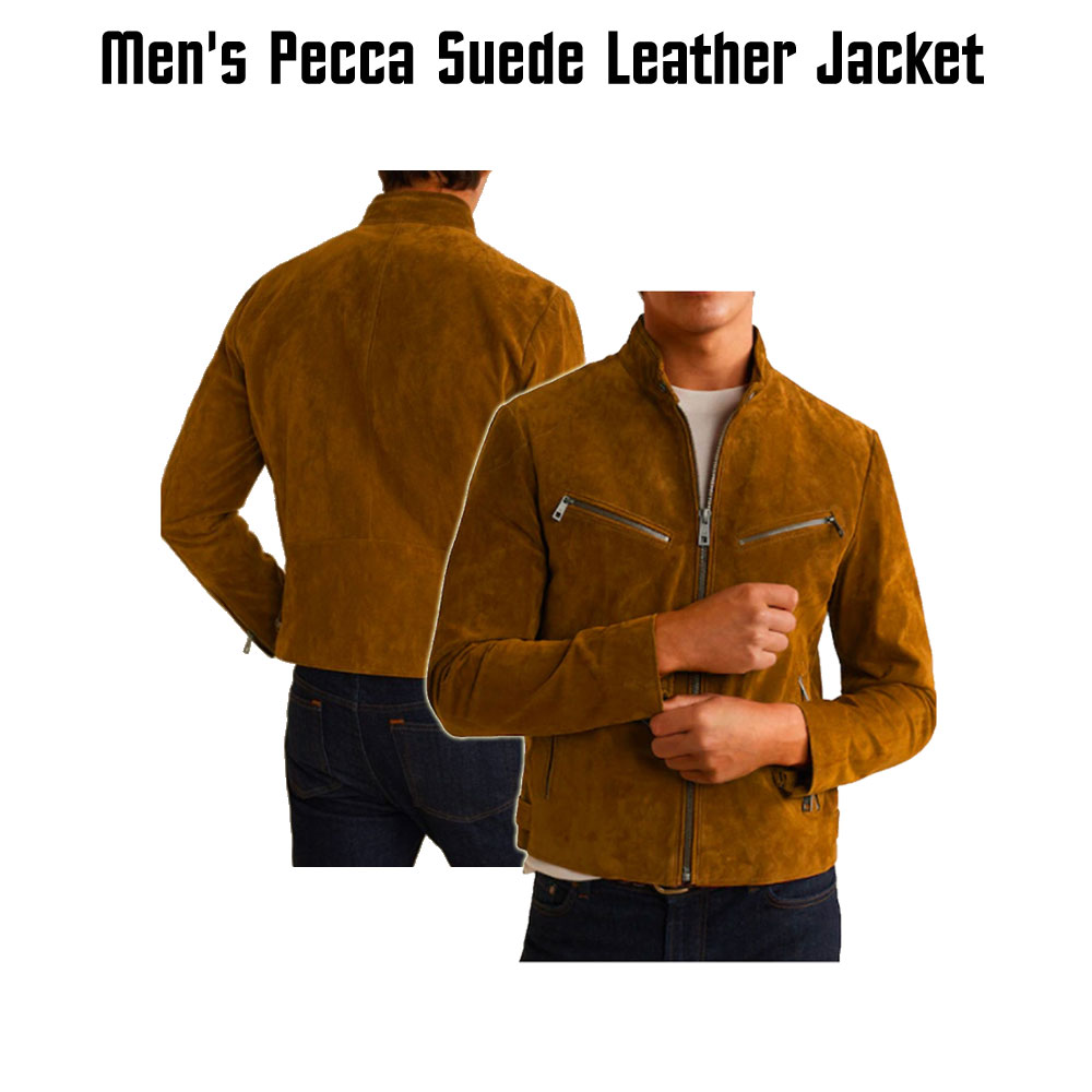 Men's Snap Tab Collar Suede Peccary Jacket Men's Snap Tab Collar Suede Peccary Jacket - Image 10