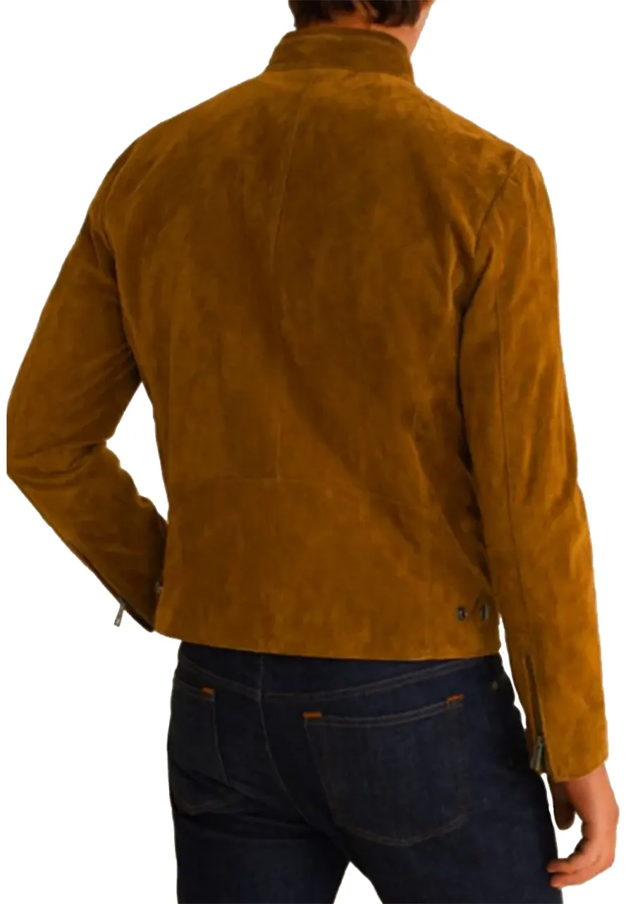 Men's Snap Tab Collar Suede Peccary Jacket Men's Snap Tab Collar Suede Peccary Jacket - Image 3