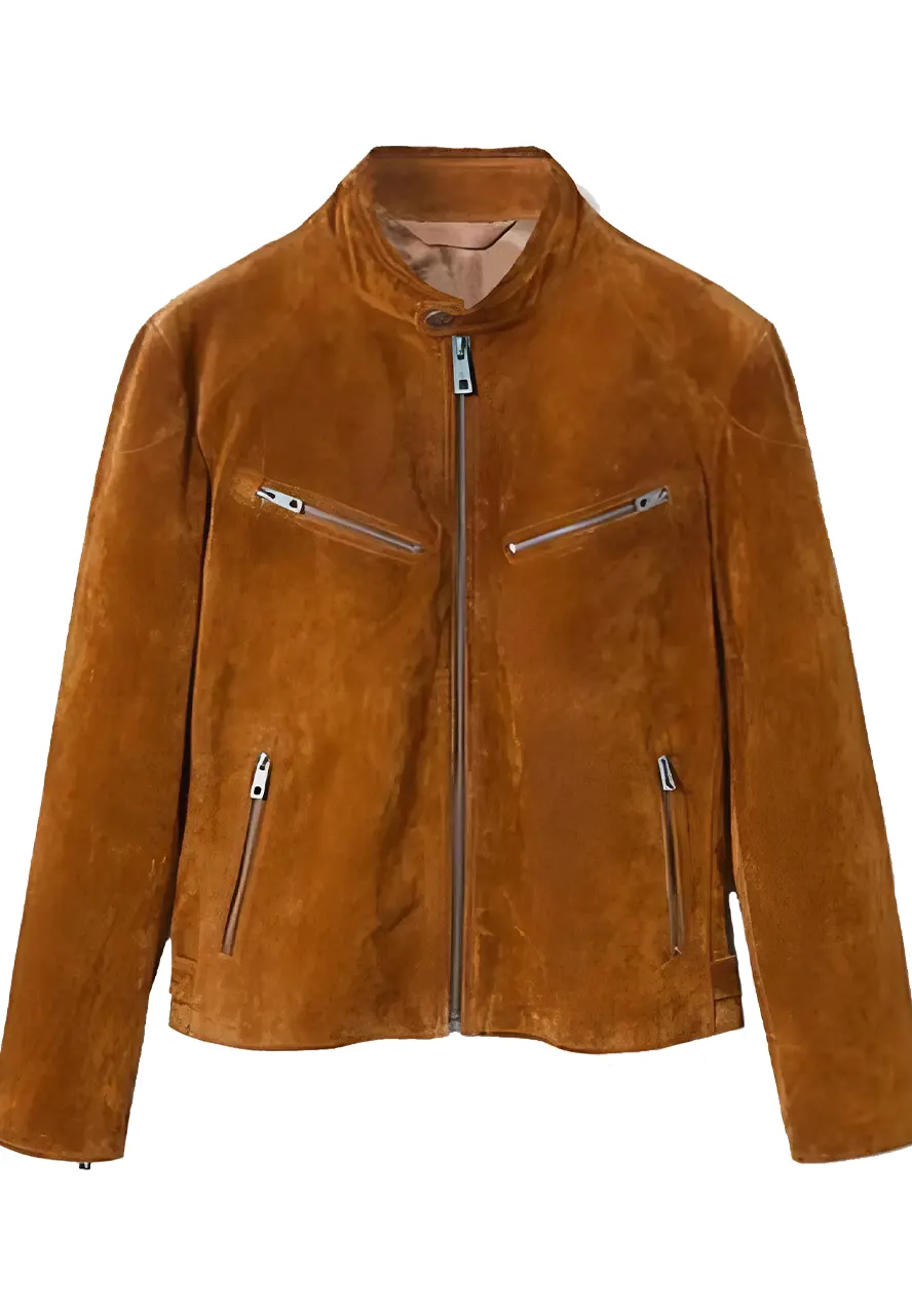 Men's Snap Tab Collar Suede Peccary Jacket Men's Snap Tab Collar Suede Peccary Jacket