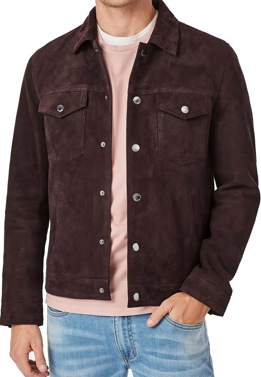 Men’s Suede Trucker Brown Jacket Men’s Suede Trucker Brown Jacket