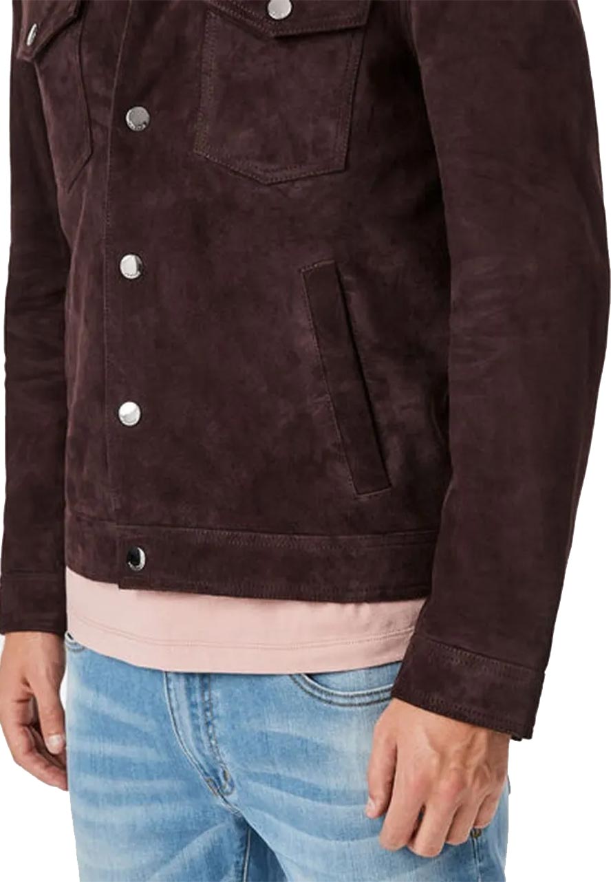 Men’s Suede Trucker Brown Jacket Men’s Suede Trucker Brown Jacket - Image 3