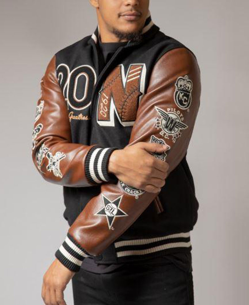 Men's Negro League Baseball Black and Brown Jacket Men's Negro League Baseball Black and Brown Jacket - Image 3