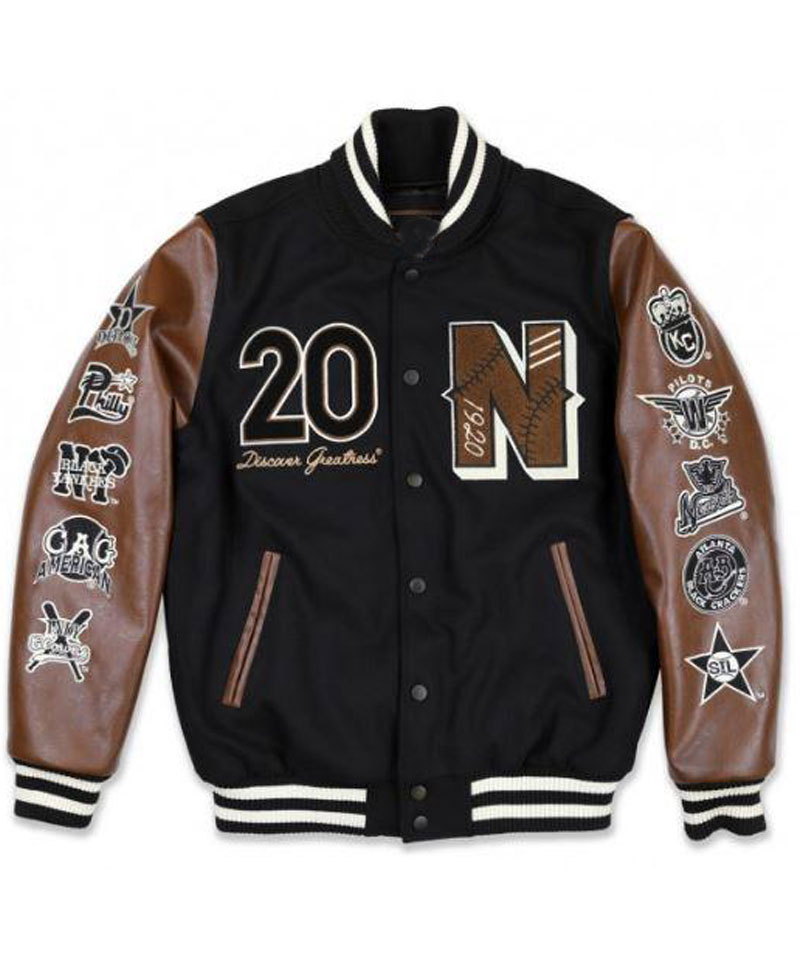 Men's Negro League Baseball Black and Brown Jacket Men's Negro League Baseball Black and Brown Jacket