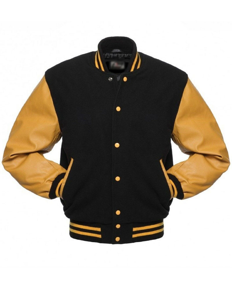 Men's College Varsity Black and Yellow Jacket Men's College Varsity Black and Yellow Jacket