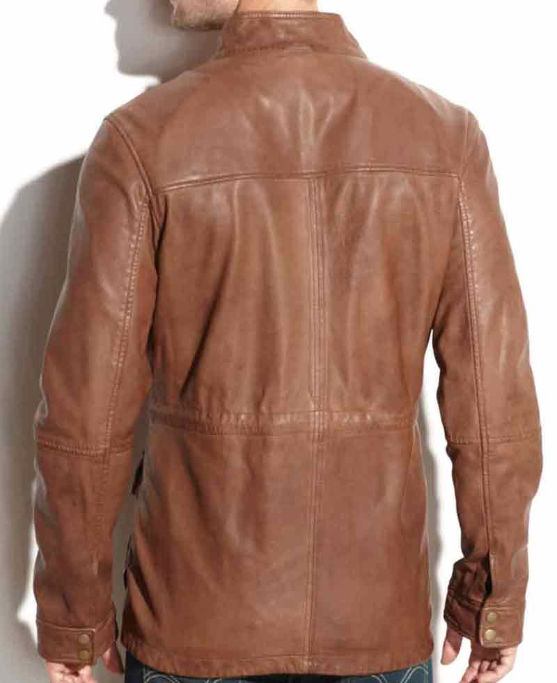 Men's Four Pockets Biker Vintage Brown Leather Jacket Men's Four Pockets Biker Vintage Brown Leather Jacket - Image 2