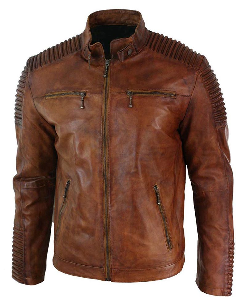 Men's Cafe Racer Vintage Distressed Brown Leather Jacket Men's Cafe Racer Vintage Distressed Brown Leather Jacket