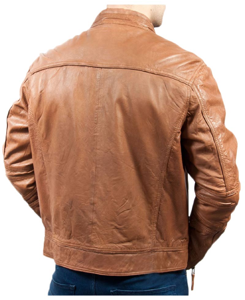 Men's Motorcycle Vintage Soft Tan Leather Jacket Men's Motorcycle Vintage Soft Tan Leather Jacket - Image 2