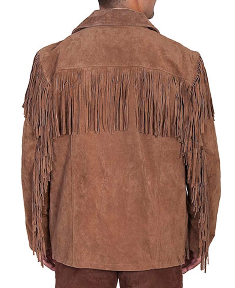 Men's Brown Suede Jacket with Fringe Men's Brown Suede Jacket with Fringe - Image 2