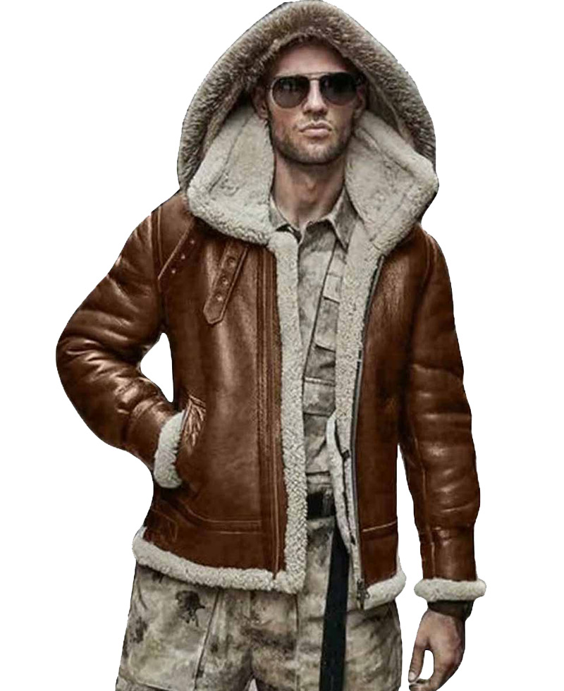 Men's WFJ05 Shearling Jacket with Hood Men's WFJ05 Shearling Jacket with Hood - Image 3