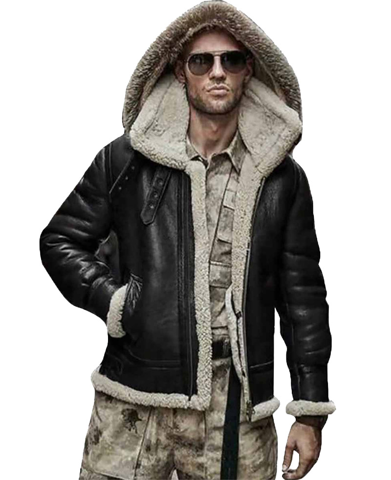 Men's WFJ05 Shearling Jacket with Hood Men's WFJ05 Shearling Jacket with Hood - Image 2