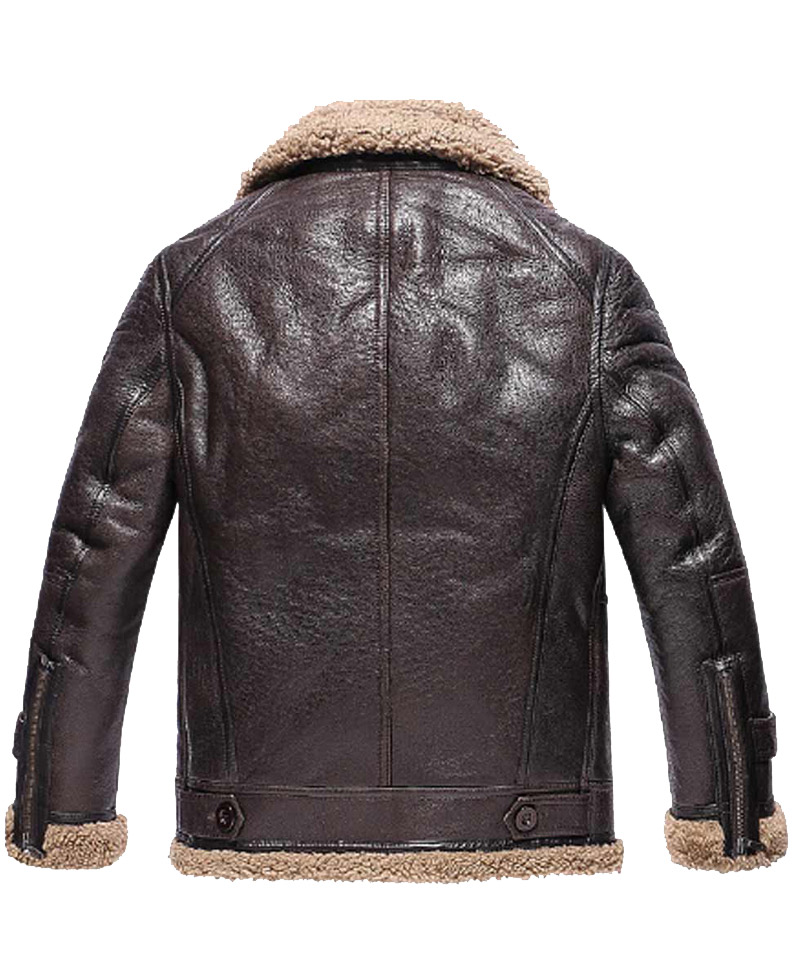 Men's Winter Shearling WFJ010 Dark Brown Leather Jacket brown shearling leather jacket