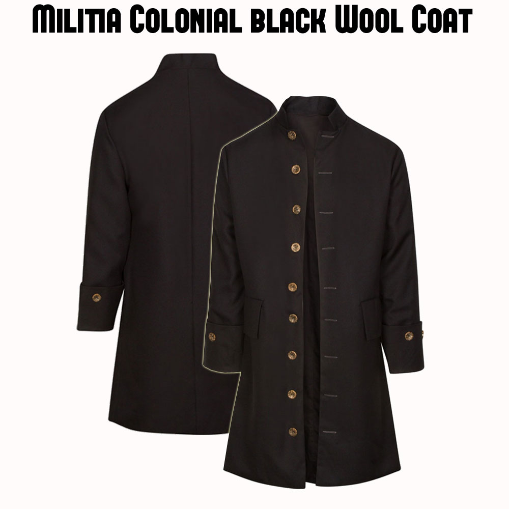 Men's Civilian Militia Colonial Black Coat Men's Civilian Militia Colonial Black Coat - Image 4