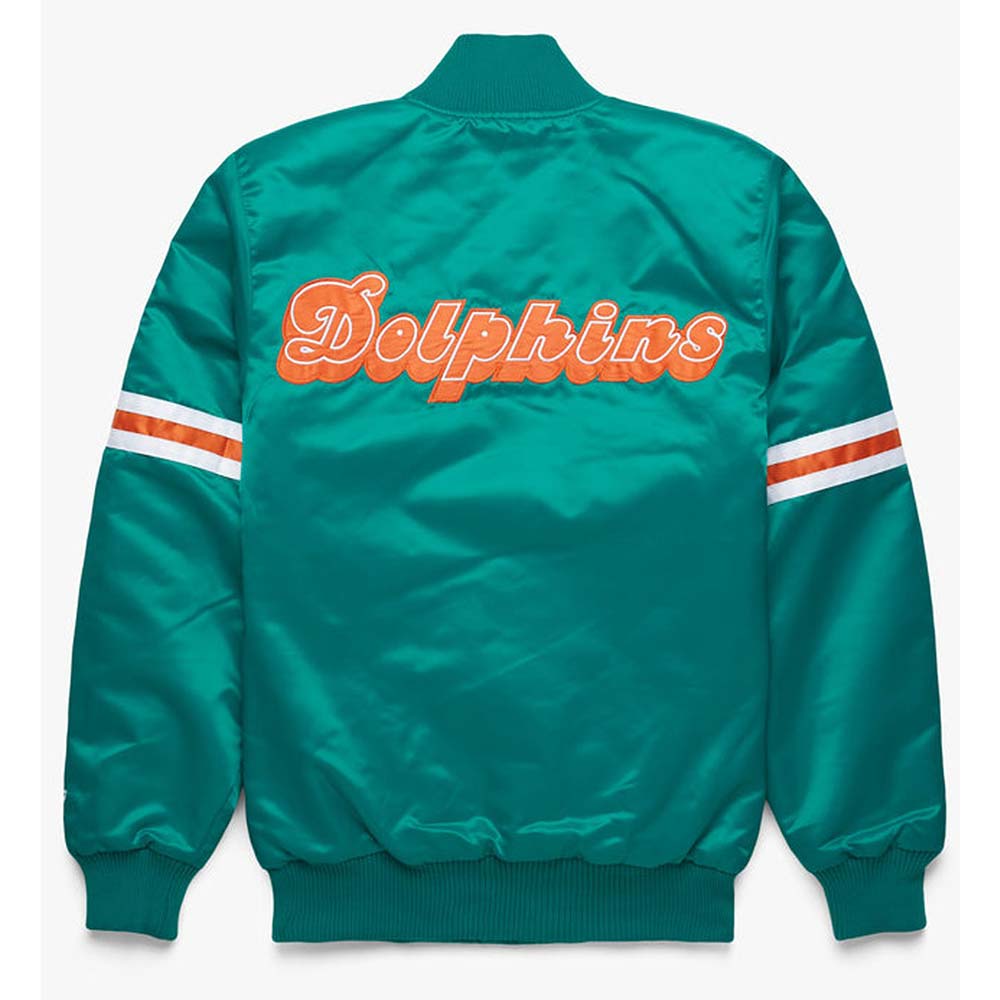 Miami Dolphins Teal Bomber Jacket Miami Dolphins Teal Bomber Jacket - Image 2