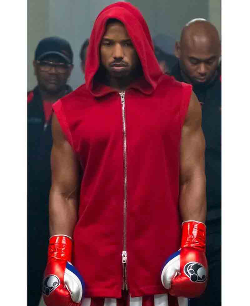 Michael B Jordan Creed II Red Vest Hoodie Michael B Jordan Creed II Red Vest Hoodie - Image 4