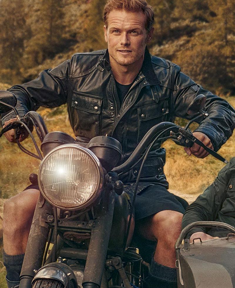 Men in Kilts A Roadtrip with Sam Heughan Motorcycle Jacket Men in Kilts A Roadtrip with Sam Heughan Motorcycle Jacket