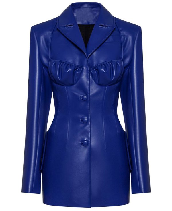 Perrie Edwards MTV Blue Leather Jacket
