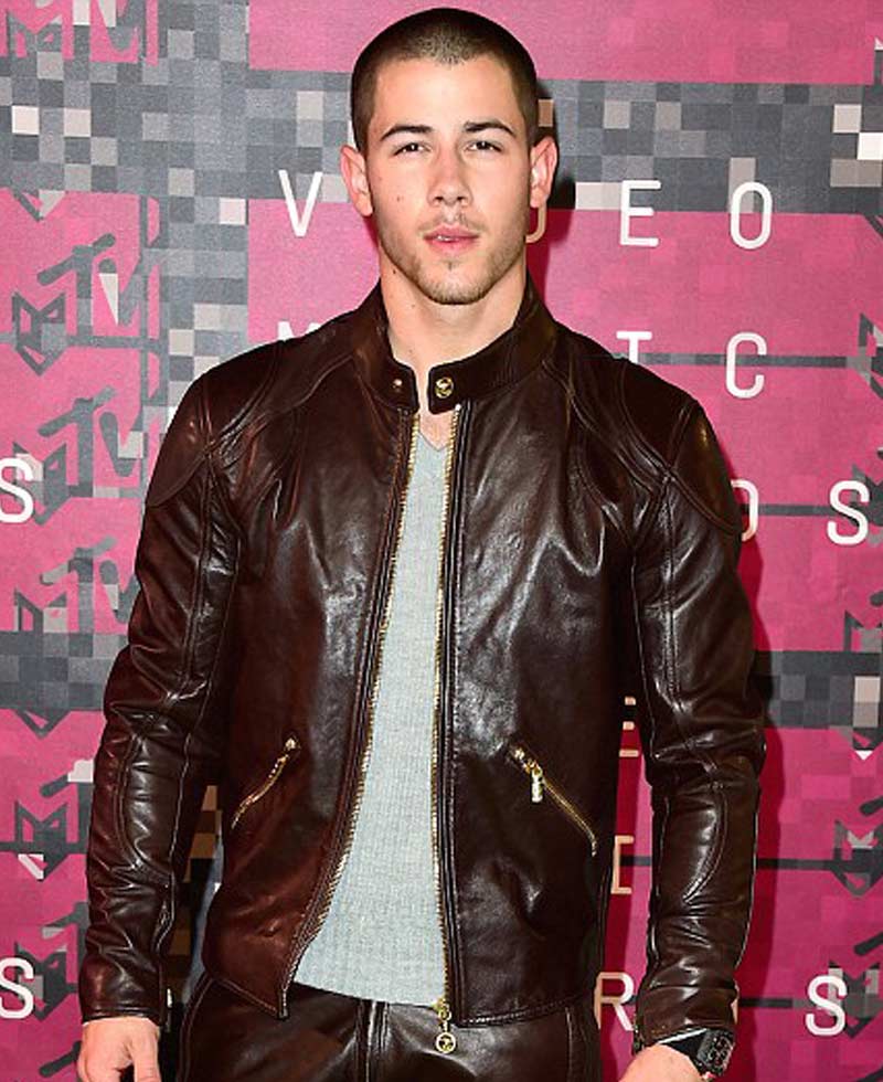 Nick Jonas Brown Leather Jacket Nick Jonas Brown Leather Jacket - Image 4