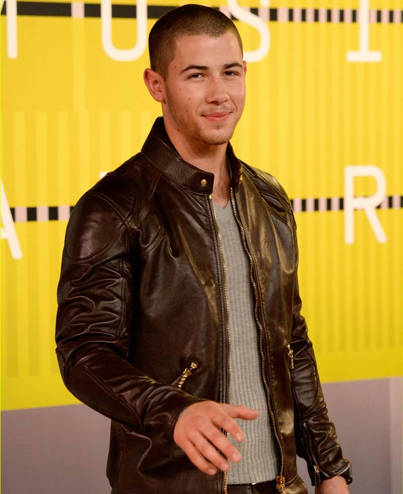 Nick Jonas Brown Leather Jacket Nick Jonas Brown Leather Jacket - Image 3