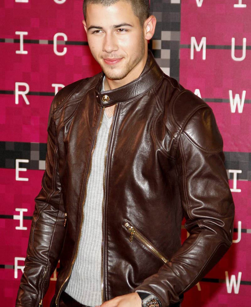 Nick Jonas Brown Leather Jacket Nick Jonas Brown Leather Jacket - Image 2