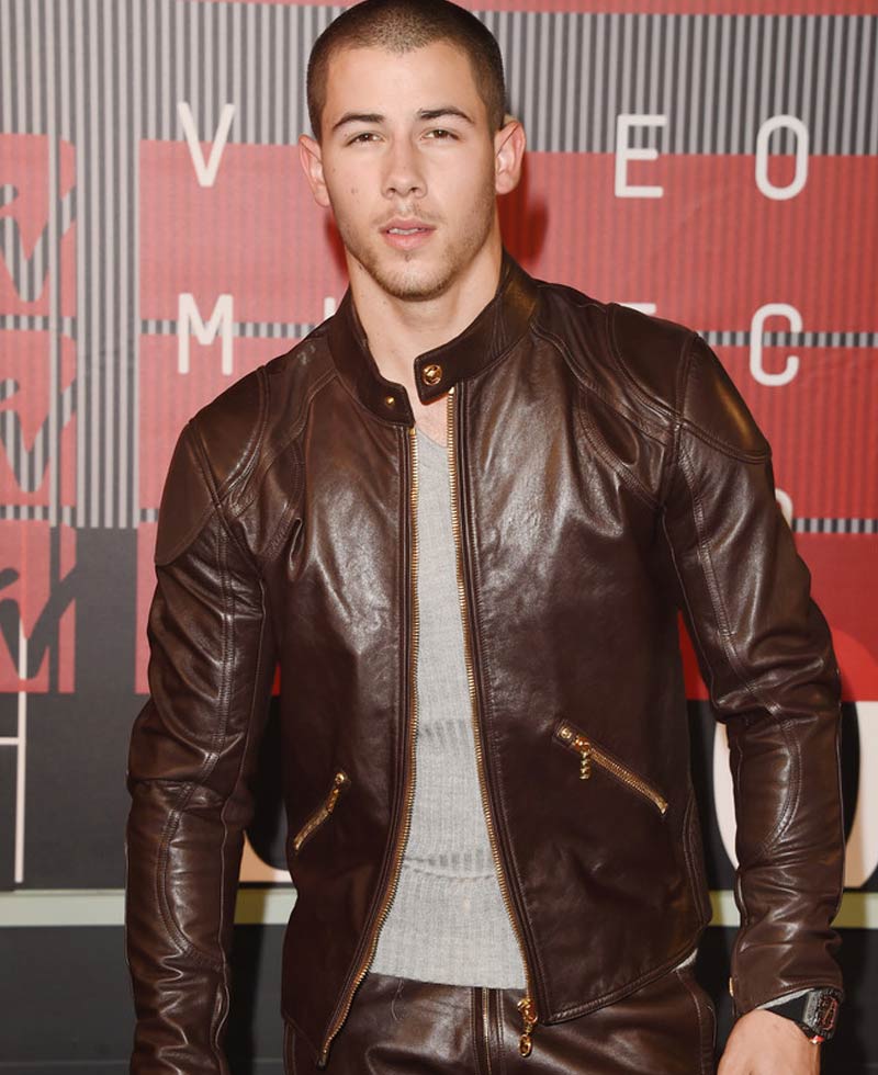 Nick Jonas Brown Leather Jacket Nick Jonas Brown Leather Jacket - Image 5